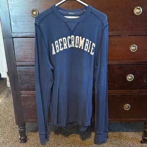 VINTAGE Men's Abercrombie & Fitch Navy Long Sleeve Tee Large